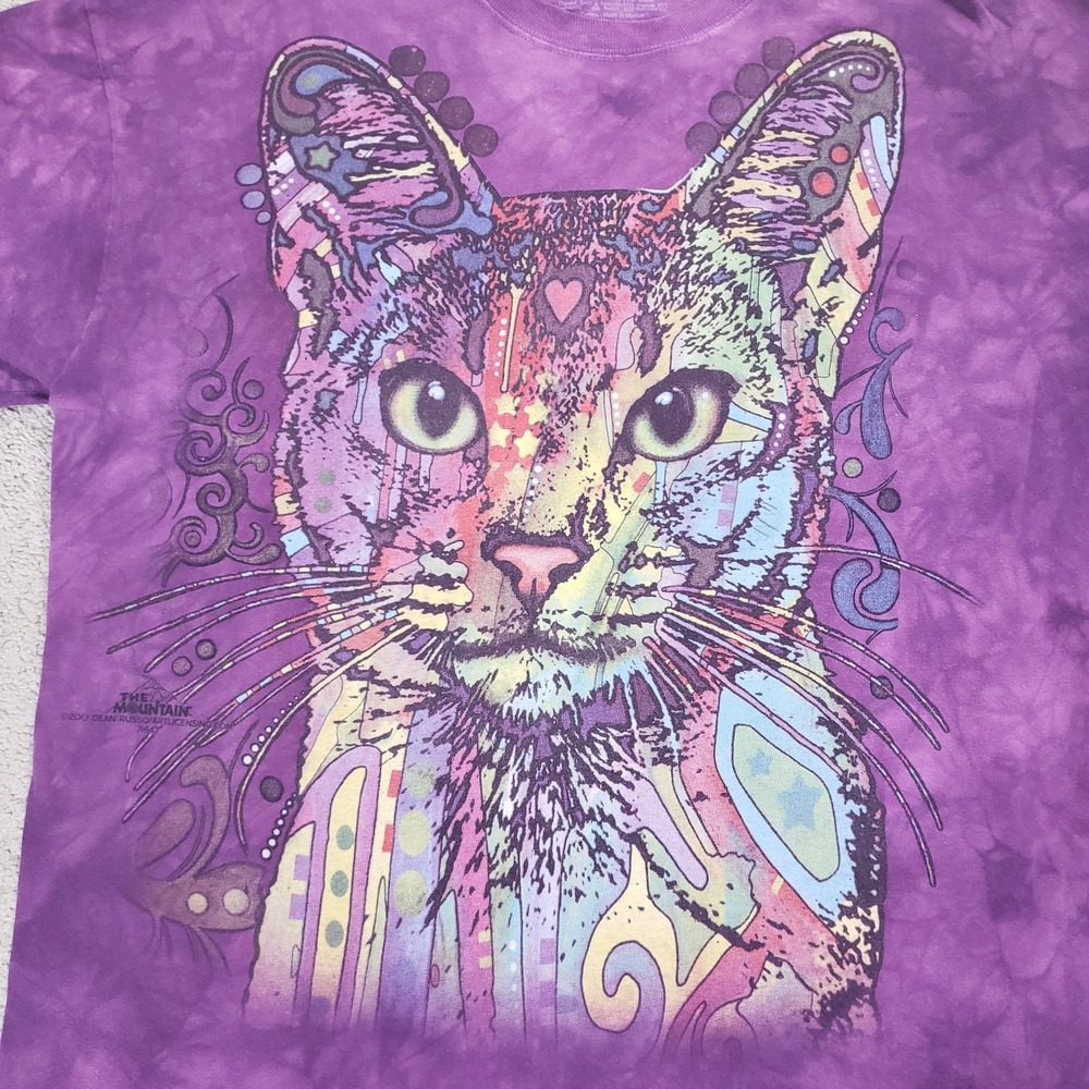 The Mountain Cat Face Shirt Kitty Tie Dye Hippie 70s Psychedelic Trippy - Picture 3 of 10